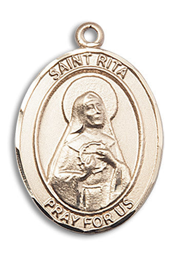Extel Large 14kt Gold Filled St. Rita Baseball Medal Necklace