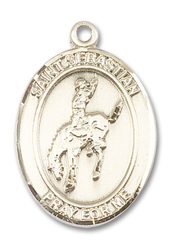 Extel Large 14kt Gold Filled St. Sebastian Rodeo Medal Necklace