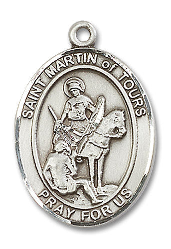 Extel Large Oval Sterling Silver St. Martin of Tours Medal, Made in USA