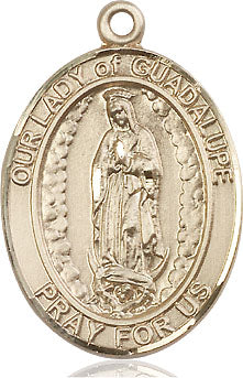 Extel Large Oval 14kt Gold Filled Our Lady Pendant 24 Inch