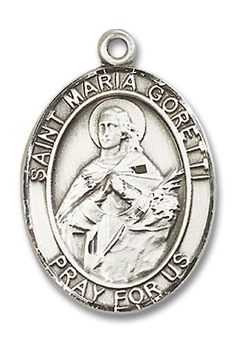 Extel Large Oval Sterling Silver St. Maria Goretti Medal, Made in USA