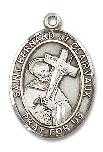 Extel Large Oval Sterling Silver St. Bernard of Clairvaux Medal, Made in USA