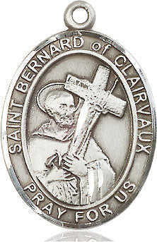 Extel Large Oval Sterling Silver St. Bernard of Clairvaux Medal, Made in USA