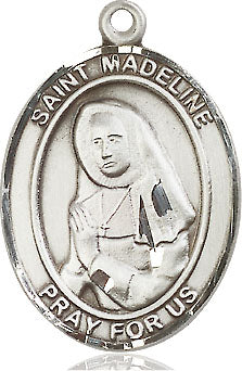 Extel Large Oval Sterling Silver St. Madeline Sophie Barat Medal, Made in USA