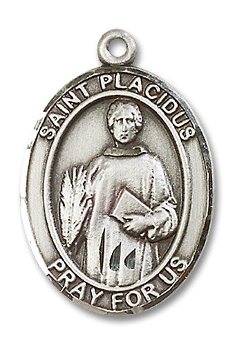 Extel Large Oval Sterling Silver St. Placidus Medal, Made in USA