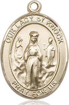Extel Large Oval 14kt Gold Filled Our Lady Pendant with Chain