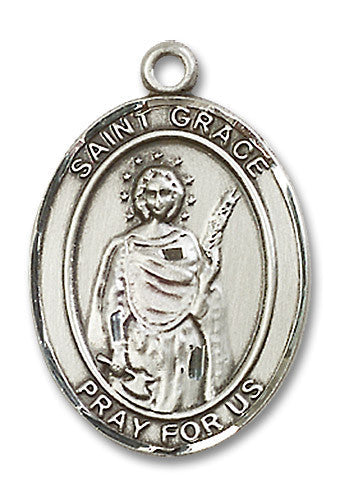Extel Large Oval Sterling Silver St. Grace Medal, Made in USA