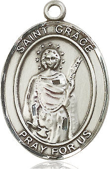 Extel Large Oval Sterling Silver St. Grace Medal, Made in USA