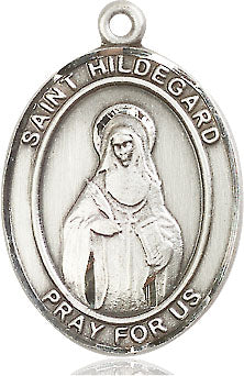 Extel Large Oval Sterling Silver St. Hildegard Von Bingen Medal, Made in USA