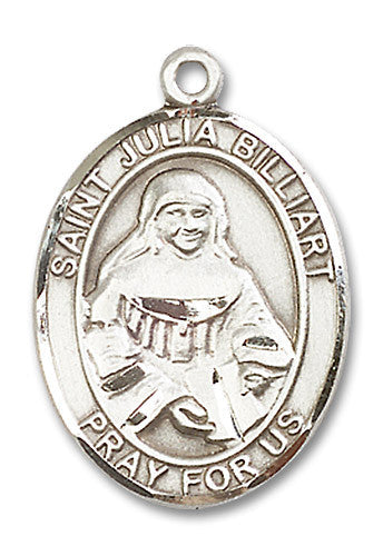 Extel Large Oval Sterling Silver St. Julia Billiart Medal, Made in USA