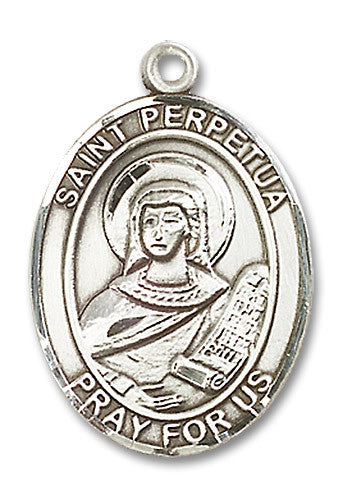 Extel Large Oval Sterling Silver St. Perpetua Medal, Made in USA