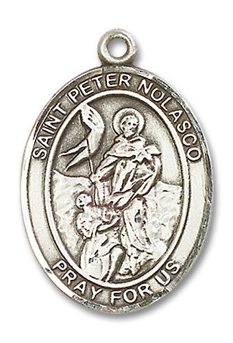 Extel Large Oval Sterling Silver St. Peter Nolasco Medal, Made in USA