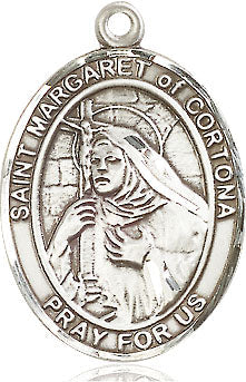 Extel Large Oval Sterling Silver St. Margaret of Cortona Medal, Made in USA