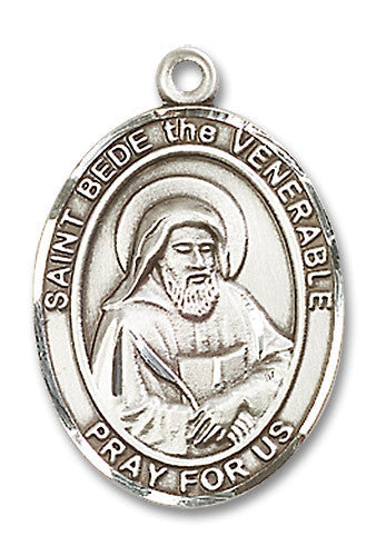 Extel Large Oval Sterling Silver St. Bede the Venerable Medal, Made in USA