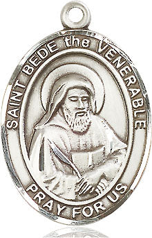 Extel Large Oval Sterling Silver St. Bede the Venerable Medal, Made in USA