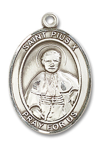 Extel Large Oval Sterling Silver St. Pius X Medal, Made in USA