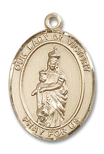 Extel Large Oval 14kt Gold Filled Our Lady of Victory Medal