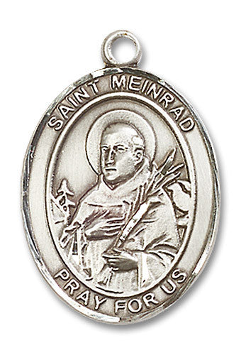 Extel Large Oval Sterling Silver St. Meinrad of Einsideln Medal, Made in USA