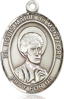 Extel Large Oval Sterling Silver St. Louis Marie de Montfort Medal, Made in USA