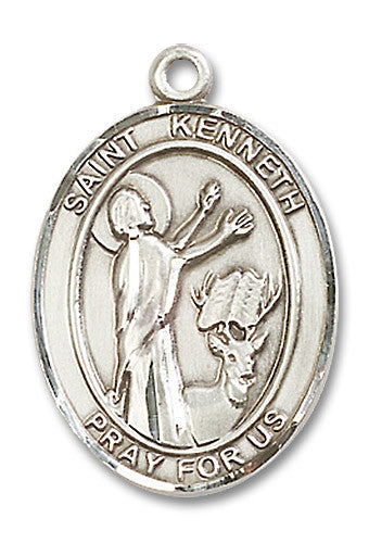Extel Large Oval Sterling Silver St. Kenneth Medal, Made in USA