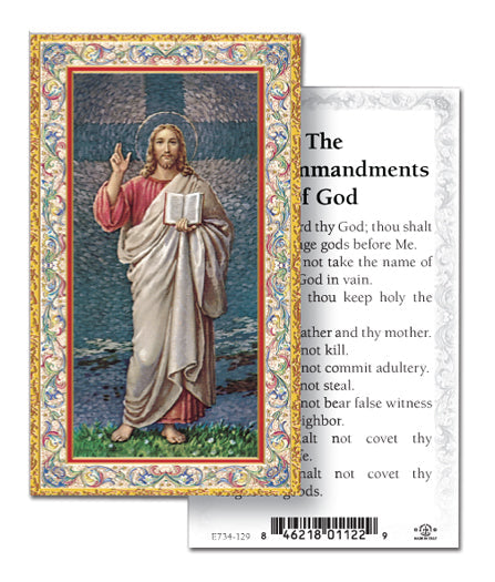 The Ten Commandments Gold-Stamped Catholic Prayer Holy Card