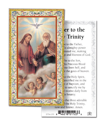 Prayer to Holy Trinity Gold-Stamped Catholic Prayer Holy Card with Prayer on Back, Pack of 100