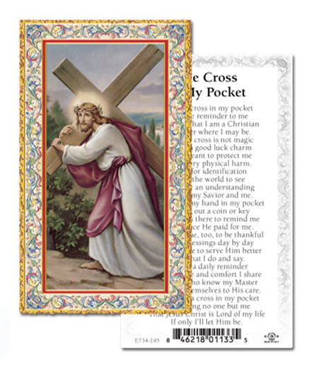 The Cross in My Pocket Gold-Stamped Catholic Prayer Holy Card with Prayer on Back, Pack of 100