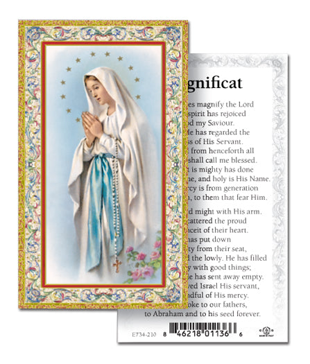 Our Lady of Lourdes Gold-Stamped Catholic Prayer Holy Card