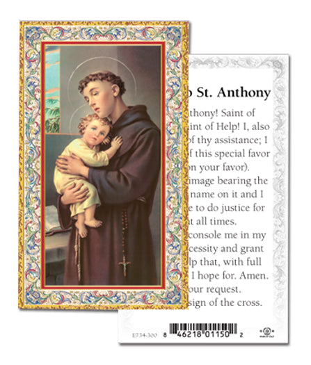Saint Anthony Gold-Stamped Catholic Prayer Holy Card Pack of 100
