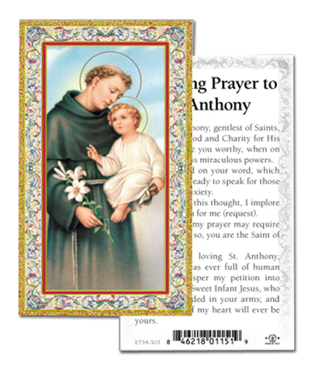 Offering Prayer to Saint Anthony Gold-Stamped Holy Card Pack of 100