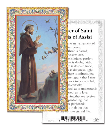 Saint Francis of Assisi Gold-Stamped Catholic Prayer Holy Card Pack of 100