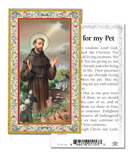 Saint Francis Prayer For My Pet Gold-Stamped Holy Card Pack