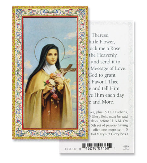 Saint Therese-Pick Me a Rose Gold-Stamped Catholic Prayer Card Pack of 100