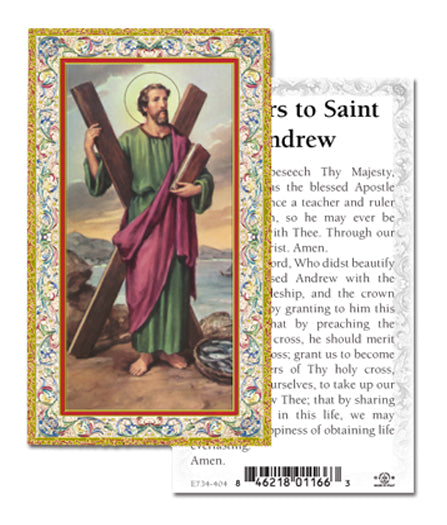 Saint Andrew Gold-Stamped Catholic Prayer Holy Card Pack of 100