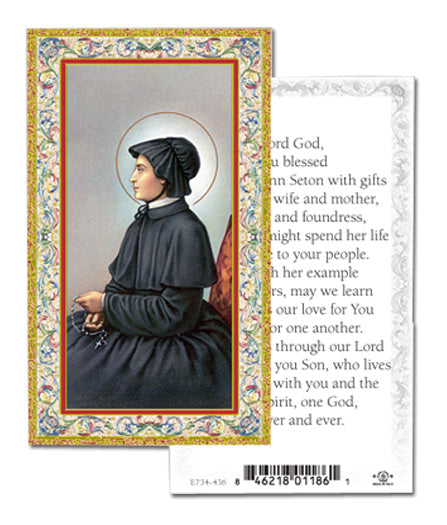 Saint Elizabeth Seton Gold-Stamped Catholic Prayer Holy Card with Prayer on Back, Pack of 100