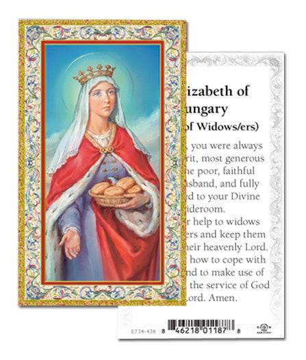 St. Elizabeth of Hungary, Widows & Widoers Gold-Stamped Catholic Prayer Holy Card with Prayer on Back, Pack of 100