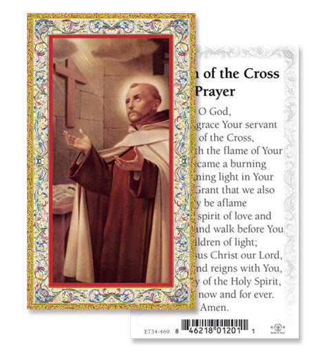Saint John of the Cross Gold-Stamped Catholic Prayer Holy Card with Prayer on Back, Pack of 100