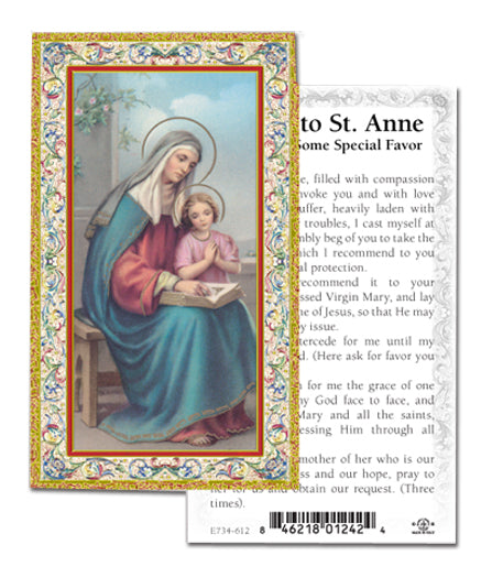Saint Anne Gold-Stamped Catholic Prayer Holy Card Pack of 100