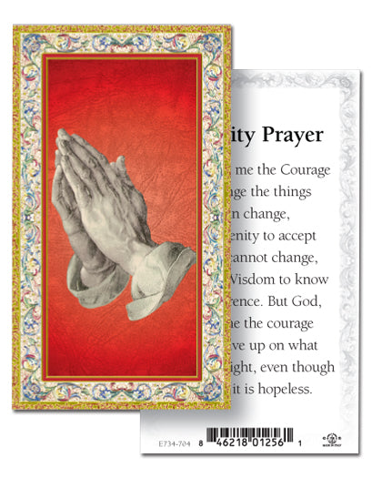 Serenity Prayer Gold-Stamped Catholic Prayer Holy Card Pack of 100