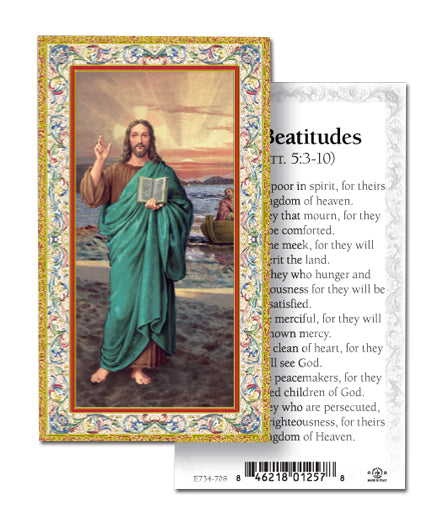 Beatitudes Gold-Stamped Catholic Prayer Holy Card Pack of 100