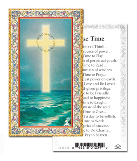 Take Time Cross on the Ocean Gold-Stamped Catholic Prayer Card Pack of 100