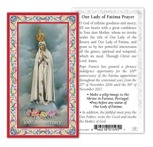 Our Lady of Fatima 100th Anniversary Gold-Stamped Holy Card Pack of 100