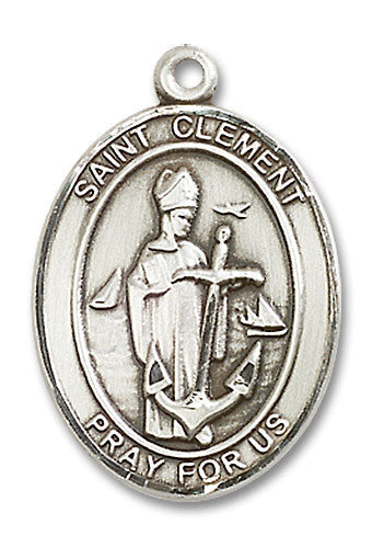 Extel Large Oval Sterling Silver St. Clement Medal, Made in USA