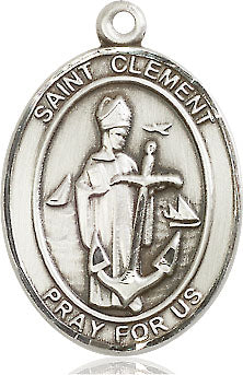 Extel Large Oval Sterling Silver St. Clement Medal, Made in USA