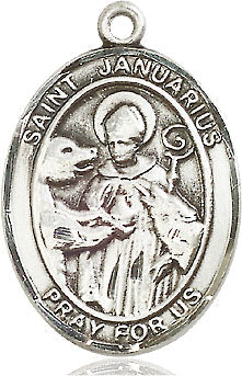 Extel Large Oval Sterling Silver St. Januarius Medal, Made in USA