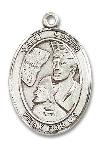 Extel Large Oval Sterling Silver St. Edwin Medal, Made in USA