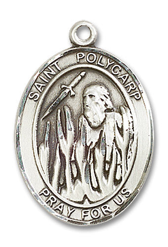 Extel Large Oval Sterling Silver St. Polycarp of Smyrna Medal, Made in USA