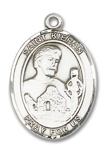 Extel Large Oval Sterling Silver St. Kieran Medal, Made in USA
