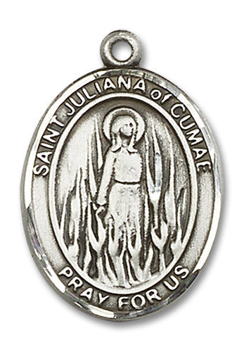 Extel Large Oval Sterling Silver St. Juliana Medal, Made in USA