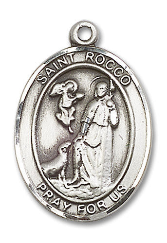 Extel Large Oval Sterling Silver St. Rocco Medal, Made in USA